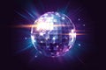 Abstract purple disco ball with reflections for nightclub dances