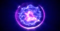 Abstract purple energy sphere from particles and waves of magical glowing Royalty Free Stock Photo