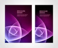 Abstract purple gradient digital dynamic flower petals brochure booklet cover set design template vector