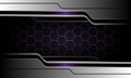 Abstract purple hexagon mesh grey silver black cyber design modern luxury futuristic technology background vector