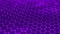 Abstract purple hexagonal network background, digital technology concept. Royalty Free Stock Photo