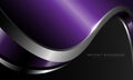 Abstract purple metallic curve with silver line on dark grey design modern luxury futuristic background vector Royalty Free Stock Photo
