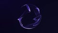 Abstract purple minimalistic energy shape with smooth flowing form on dark background. Elegant glowing digital composition with Royalty Free Stock Photo