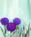 Abstract Purple onion flower.Oil painting Royalty Free Stock Photo