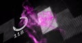 Abstract purple particles and circular progress bar image over dark background with number 142