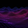 Abstract Purple Pink Blue Night Landscape with Grid Royalty Free Stock Photo