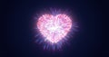 Abstract purple pink fireworks festive fireworks for valentine`s day in the shape of a heart from glowing particles and magical Royalty Free Stock Photo