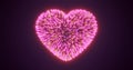 Abstract purple pink fireworks festive fireworks for valentine`s day in the shape of a heart from glowing particles and magical Royalty Free Stock Photo