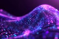 Abstract purple and pink glowing digital wave representing data flow fast communication and advanced networking systems in mode