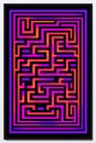 an abstract purple and pink maze on a black background