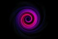 Abstract purple red spiral smoke with blue fog on black sky background Royalty Free Stock Photo