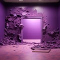 Broken Purple Wall Installation: Hyperrealistic Landscapes And Surreal Theatrics Royalty Free Stock Photo