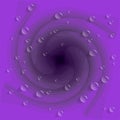Purple scheme twirled background with water droplets on it