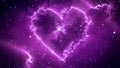 Abstract Purple Shine Fractal Heart Shape Of Nebula Clouds In Starry Outer Space Royalty Free Stock Photo