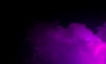 Abstract purple smoke mist fog on a black background. Royalty Free Stock Photo