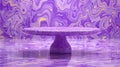Abstract Purple Swirl Background with Floating 3D Round Table in Artistic Design