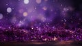 Abstract purple and violet glitter bokeh background with shining gold texture and sparkling light Royalty Free Stock Photo