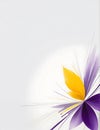 Abstract Purple and Yellow Painted Flower Pattern on Loght Purple Background