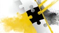 Abstract Puzzle Pieces Interlocking Yellow Grey Black White Splash Royalty Free Stock Photo