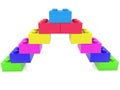 Abstract pyramid of toy bricks on white Royalty Free Stock Photo