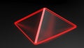 Abstract pyramidal red structure with satin glass faces on black surface - 3D rendering illustration