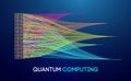 Abstract Quantum Computing and AI Technology Background. Futuristic Digital Matrix with Neural Network, Circuit Pattern