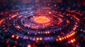 Abstract quantum computing core energy glow. Generative AI