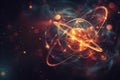 Abstract Quantum Physics Concept with Glowing Atomic Particle Royalty Free Stock Photo