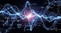 Abstract Quantum Physics and Mathematics Concept with Formulas and Light Waves Royalty Free Stock Photo