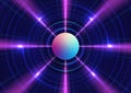 Abstract quantum technology background. Communication digital network and light beam.Energy wave explosion