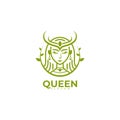 Abstract Queen logo and leaf design combination,