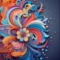 abstract quilling multicolored flower pattern