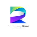 Abstract R logo vector, 3d colorful logos