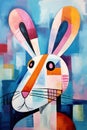 Abstract rabbit painting in the style of pablo picasso. Animals art. Illustration, Generative AI