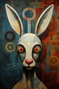 Abstract rabbit painting in the style of pablo picasso. Animals. Illustration, Generative AI