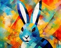 an abstract rabbit pnting in the style of pablo picasso.