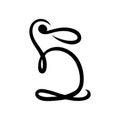 Abstract rabbit symbol, icon on white background.