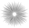 Black Radial Burst Lines on White Background - Starburst Explosion Effect Royalty Free Stock Photo