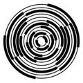 Abstract radial, concentric circles, rings.