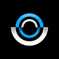 Abstract Radial Half Disc Blue Symbol Logo Design