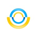 Abstract Radial Half Disc Blue Yellow Symbol Logo Design