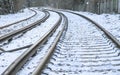 Railway lines in the snow.