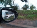 Abstract, Rain drops on car glass with blurred background. Royalty Free Stock Photo