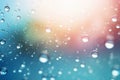 abstract rain drops with sun lights from above, beautiful water background with copy space for products or text. Created with Royalty Free Stock Photo