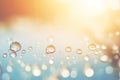 abstract rain drops with sun lights from above, beautiful water background with copy space for products or text. Created with Royalty Free Stock Photo