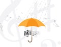 Abstract rain of music notes