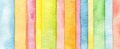 Abstract rainbow acrylic and watercolor strip line paint background. Texture paper. Horizontal long banner