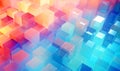 Abstract rainbow background with colorful transparent cubes are stacked on top of each other, 3d render. Generative AI Royalty Free Stock Photo