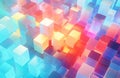 Abstract rainbow background with colorful transparent mat cubes are stacked on top of each other, render. Generative AI Royalty Free Stock Photo