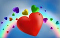 Abstract rainbow background from hearts. I love you . Royalty Free Stock Photo